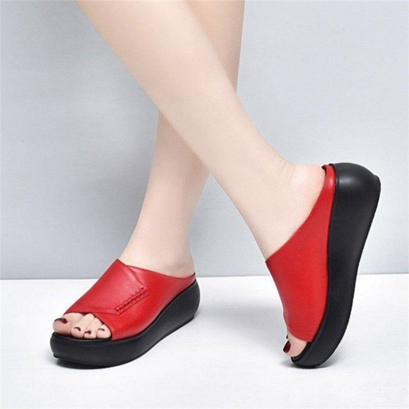 2023 Women's New Thick-Bottomed Fish Mouth Slippers