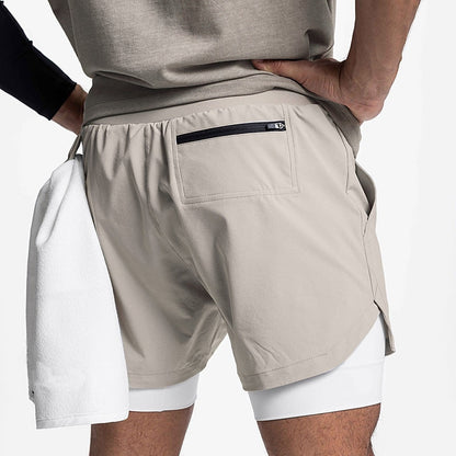 Men's 2-in-1 Pocket Drawstring Track Shorts
