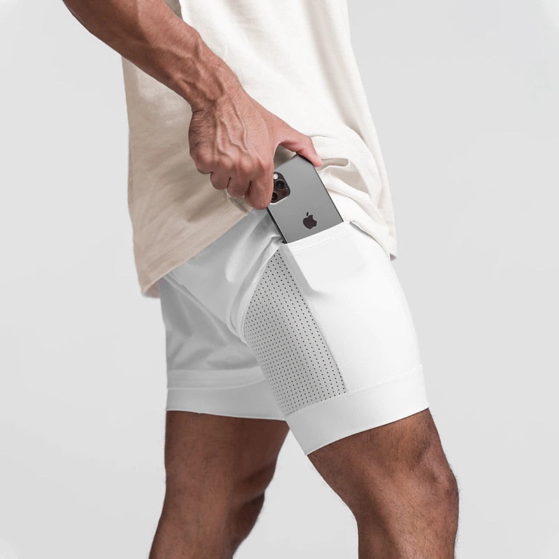 Men's 2-in-1 Pocket Drawstring Track Shorts