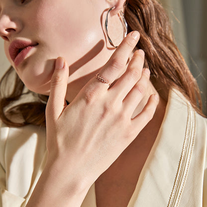Small leaves personality open ring