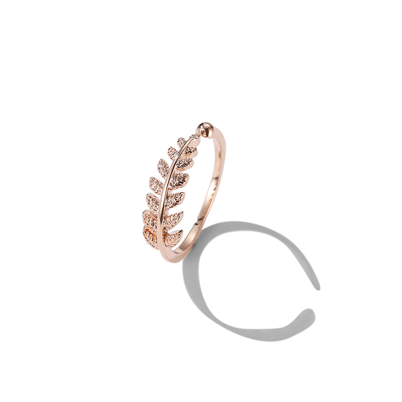 Small leaves personality open ring