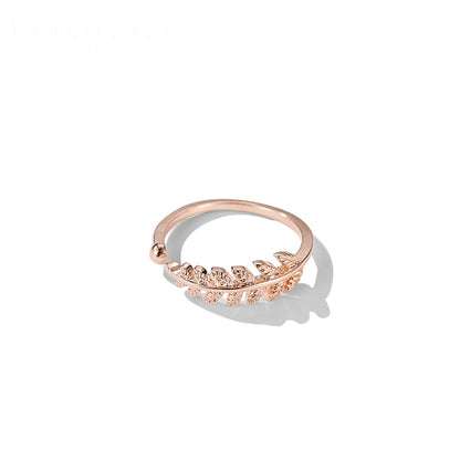 Small leaves personality open ring