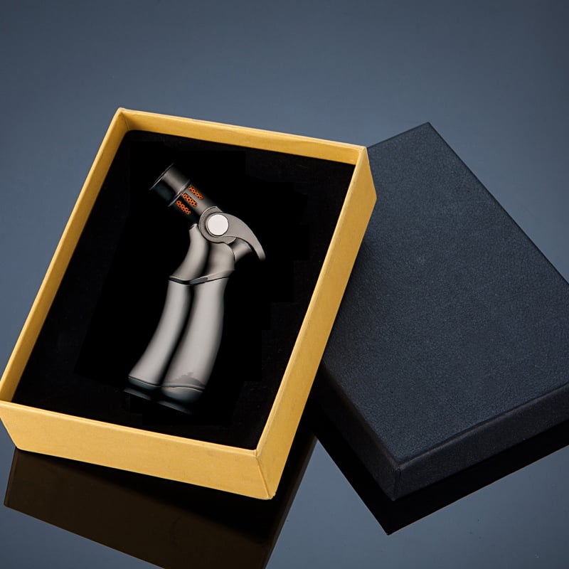 Windproof straight torch blue flame lighter