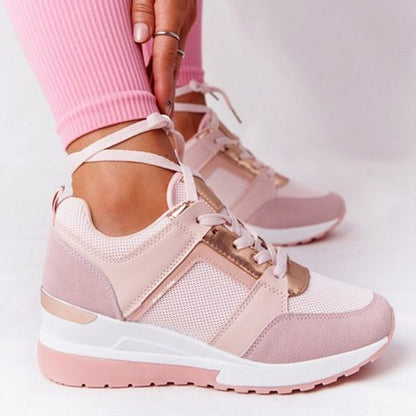 Women's Lace-Up Wedge Sports Vulcanized Casual Comfy Shoes