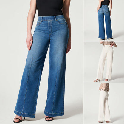Seamed Front Wide Leg Jeans