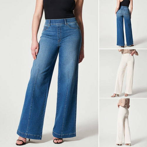 Seamed Front Wide Leg Jeans