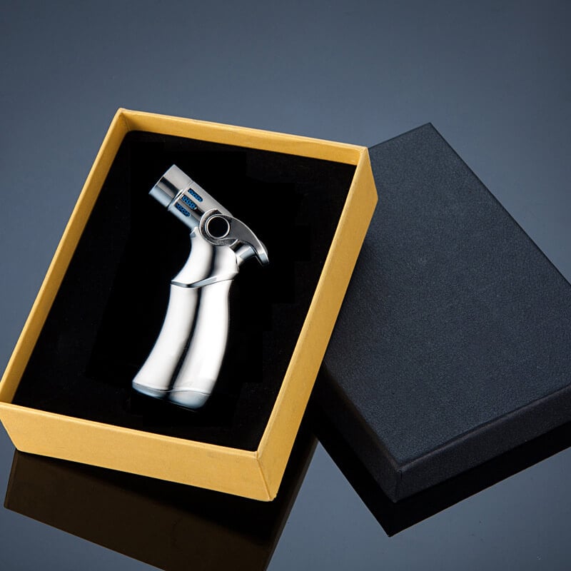 Windproof straight torch blue flame lighter