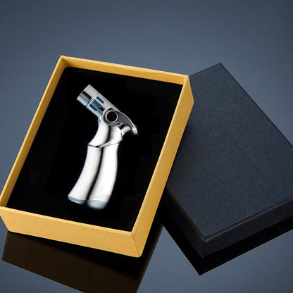 Windproof straight torch blue flame lighter
