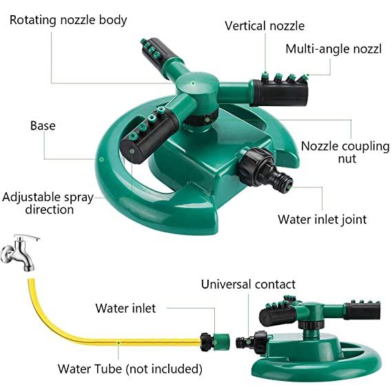 3 Arm 360° Rotating Water Sprinkler for Garden