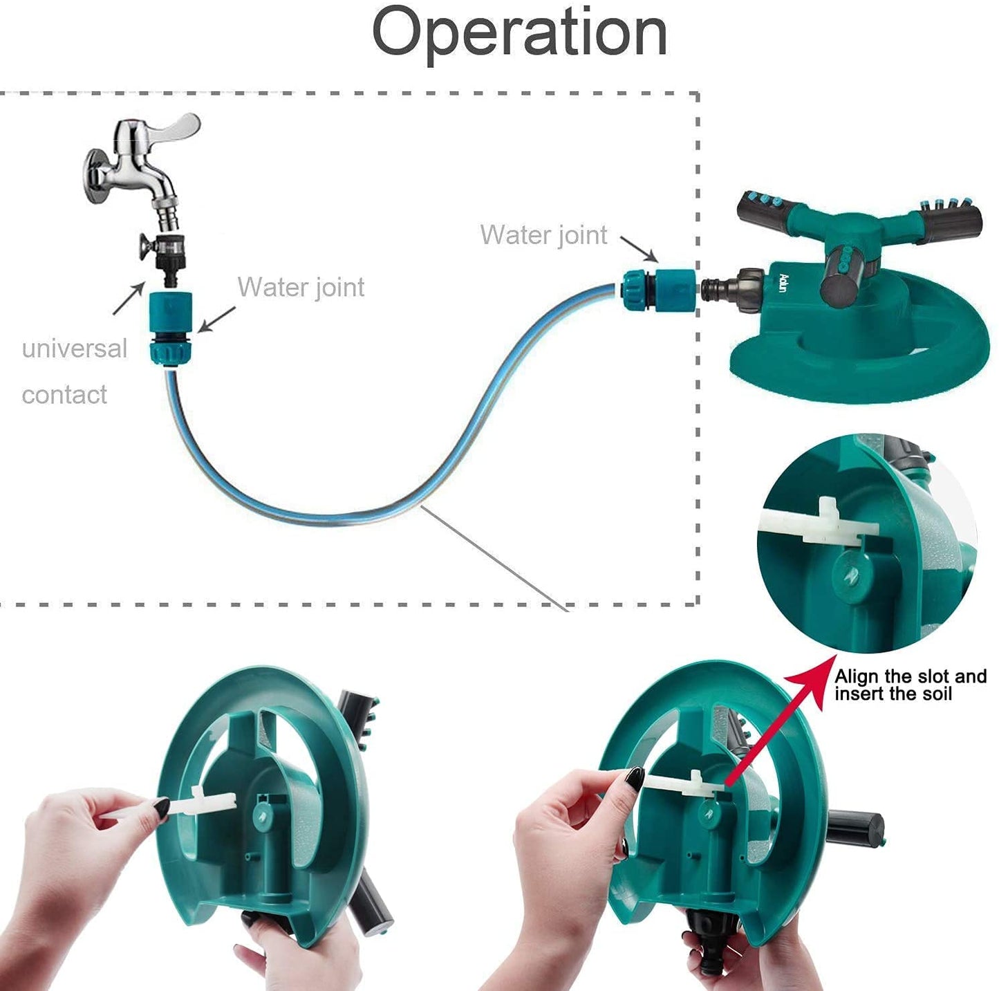 3 Arm 360° Rotating Water Sprinkler for Garden