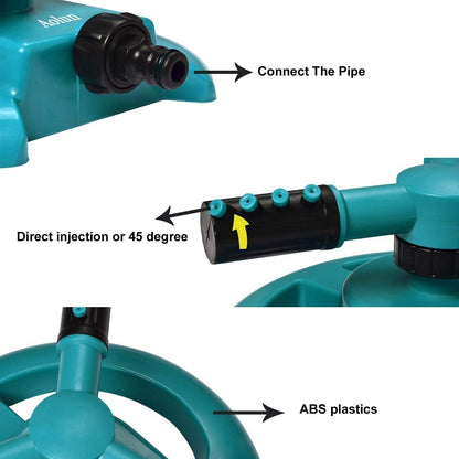 3 Arm 360° Rotating Water Sprinkler for Garden