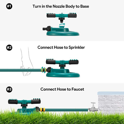 3 Arm 360° Rotating Water Sprinkler for Garden