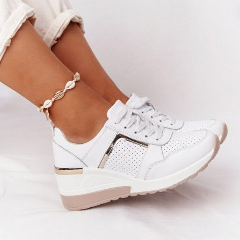 Women's Lace-Up Wedge Sports Vulcanized Casual Comfy Shoes