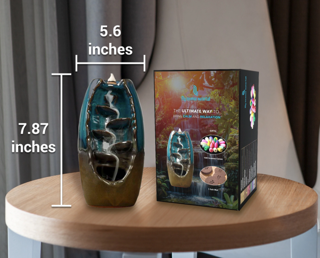 Incense Waterfall + FREE GIFT 80 reflux incense sticks + 30 long incense sticks + 1 bottom pad + 1 incense clip