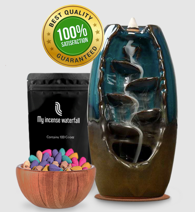 Incense Waterfall + FREE GIFT 80 reflux incense sticks + 30 long incense sticks + 1 bottom pad + 1 incense clip