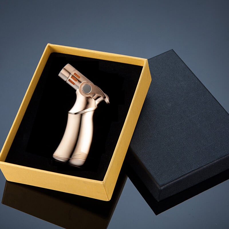 Windproof straight torch blue flame lighter