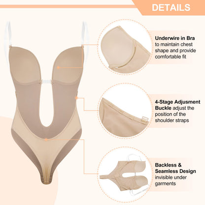 Plunge Backless Body Shaper Bra
