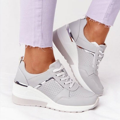 Women's Lace-Up Wedge Sports Vulcanized Casual Comfy Shoes