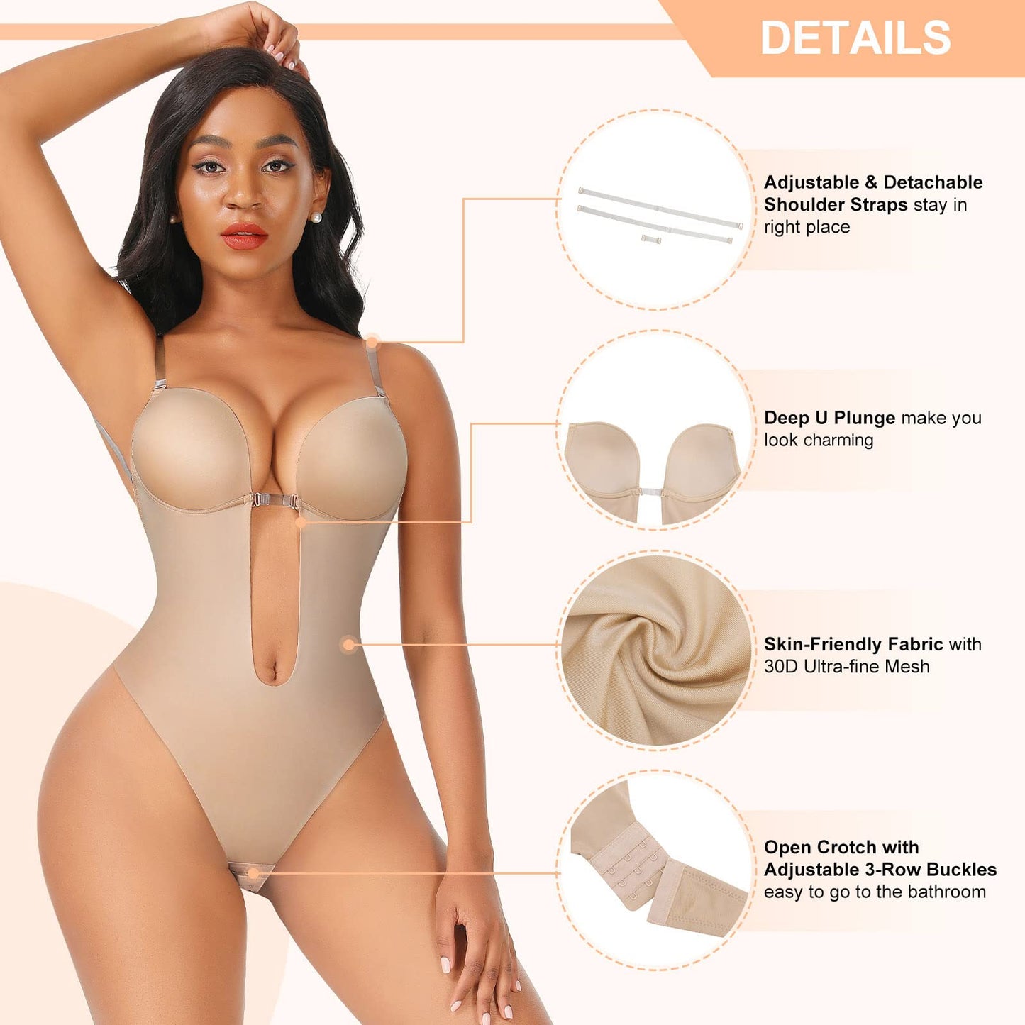 Plunge Backless Body Shaper Bra