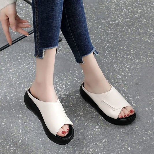 2023 Women's New Thick-Bottomed Fish Mouth Slippers