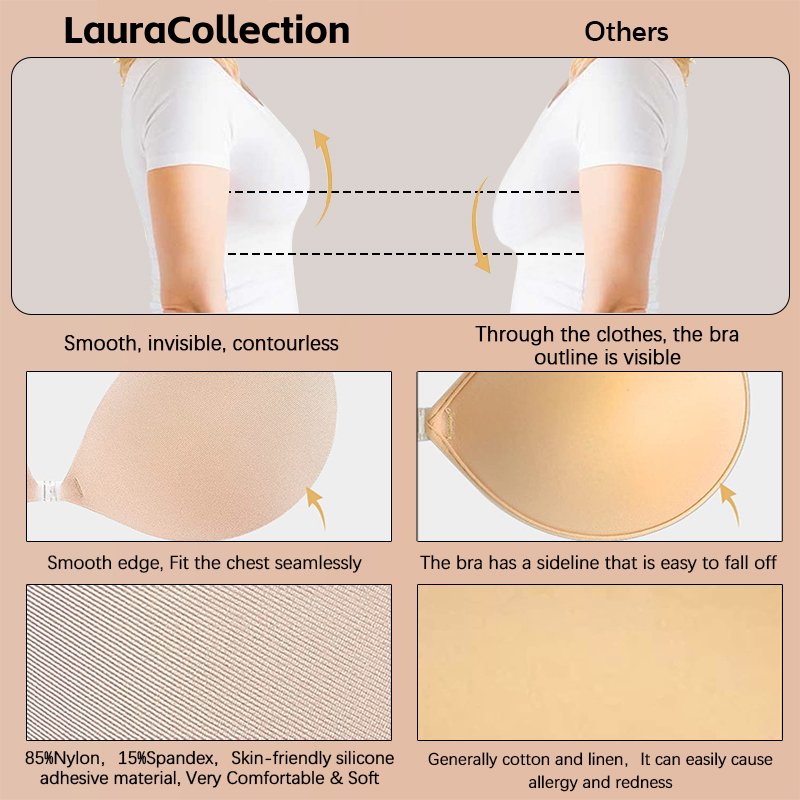 LauraCollection®Adhesive Bra Backless Strapless Reusable Sticky Invisible Push Up Bra For Women-BUY 1 GET 2