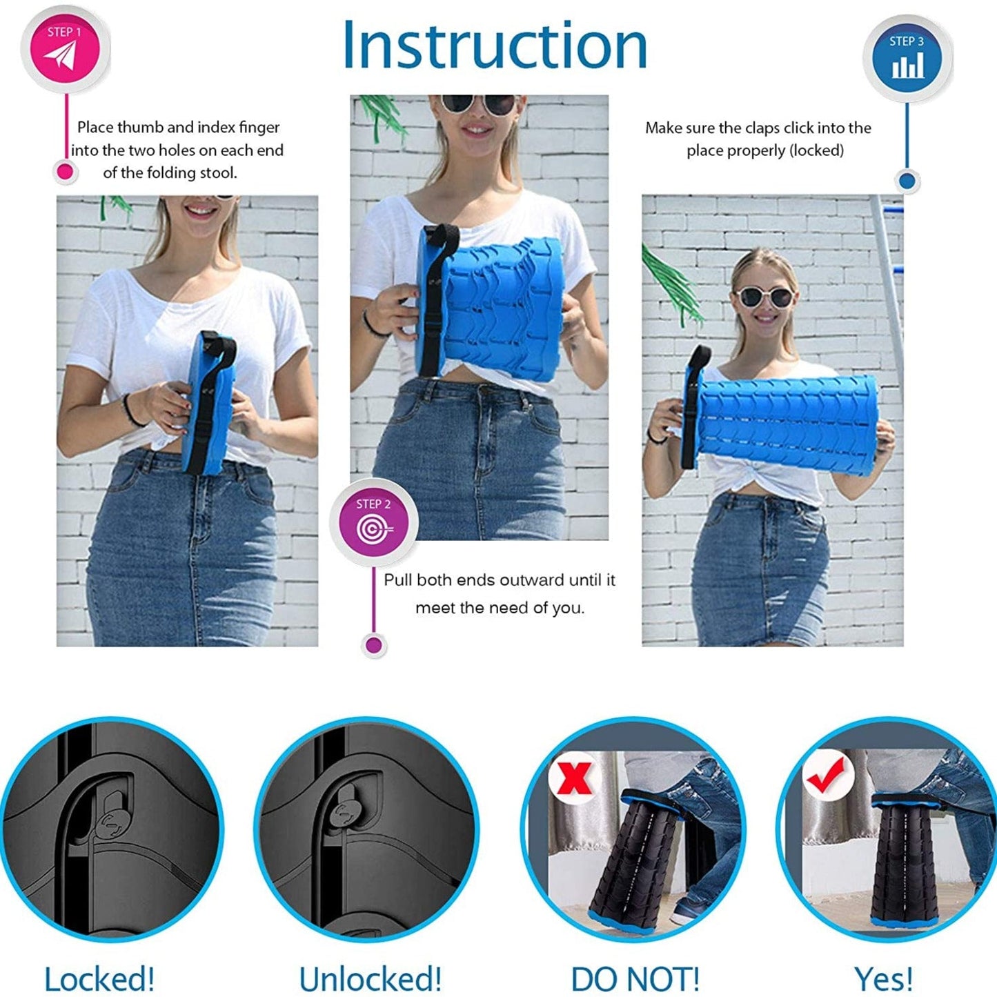 (🎉Mother's Day Hot Sale ) 2023 Upgraded Retractable Folding Stool