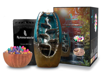 Incense Waterfall + FREE GIFT 80 reflux incense sticks + 30 long incense sticks + 1 bottom pad + 1 incense clip