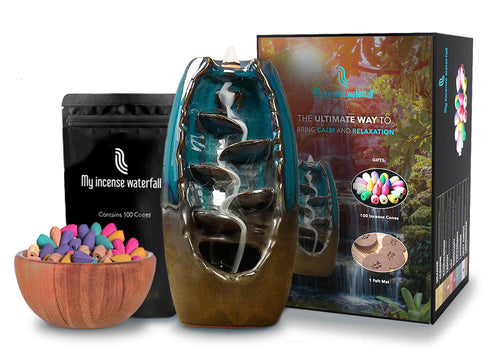 Incense Waterfall + FREE GIFT 80 reflux incense sticks + 30 long incense sticks + 1 bottom pad + 1 incense clip