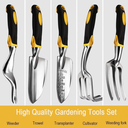 5-Piece High Quality Gardening Tool Set - Aluminum and Silicone Handle